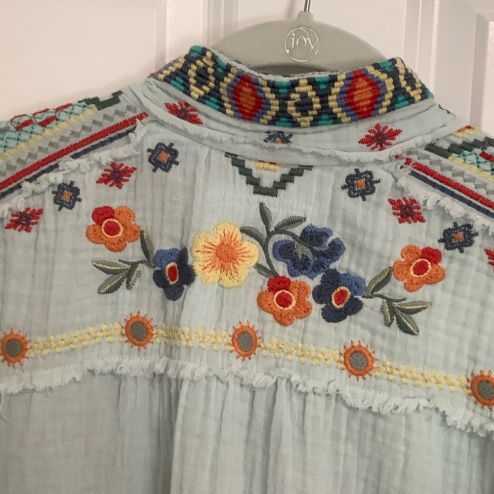 Johnny Was Multicolor Embroidered Shirt size L - Picture 5 of 9